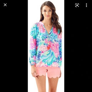 •Lilly Pulitzer• Beach Please Elsa Silk Blouse NWT